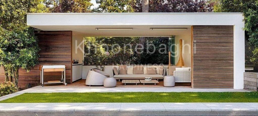 لاچیقهای مدرن بر سادگی، فرمهای هندسی دقیق و ترکیب مواد صنعتی مانند فلز، شیشه و بتن تأکید دارند