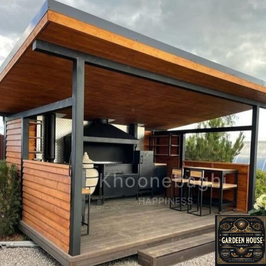 نمونه الاچیق مدرن با کباب پز یا باربیکیو